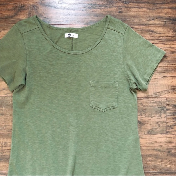 American Giant • premium t-shirt dress supima cotton mini green knit pocket - Picture 4 of 10